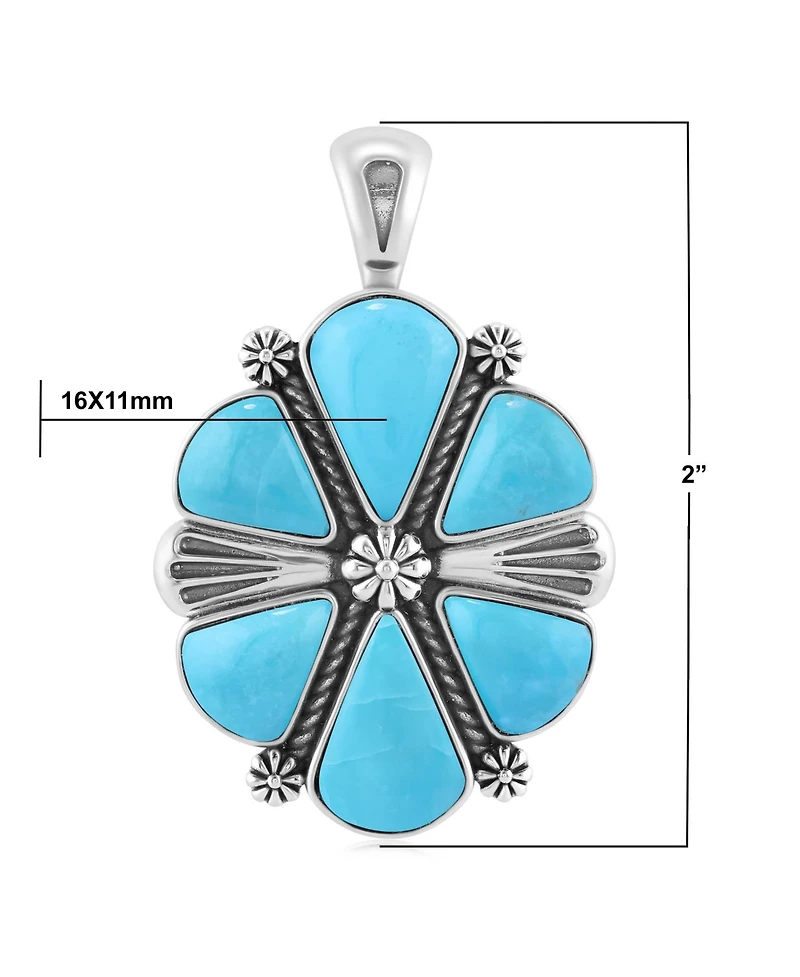 American West Jewelry Sterling Silver Kingman Turquoise 6-Stone Triangular Concha Pendant Enhancer