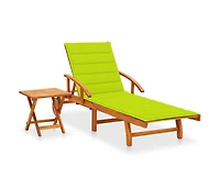 vidaXL Sunlounger With Table Bright green cushion