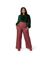 Unique Vintage Plus Velvet Long Sleeve Neck Tie Gwen Blouse