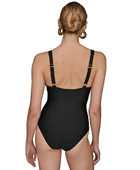 Donna Karan Women's Belted Wrap Front Swimsuit