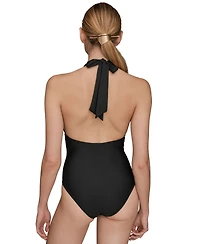 Donna Karan Women's Printed Belted One-Piece Swimsuit