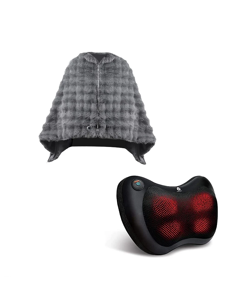 Ultimate Comfort & Relaxation Bundle: Heated Plush Shawl + Shiatsu Neck & Back Massager