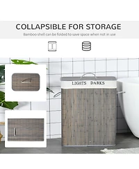 Homcom Bamboo Laundry Basket, Collapsible Laundry Hamper,