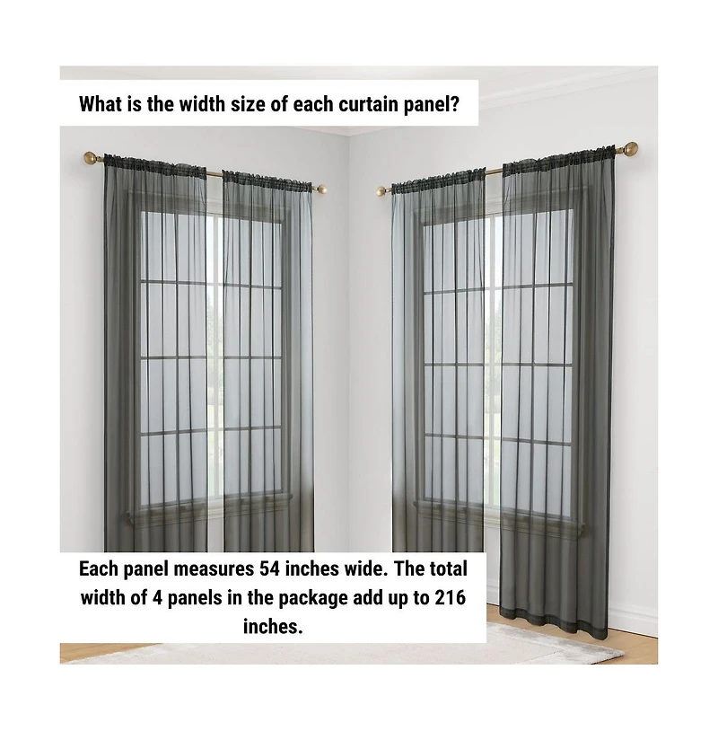 Hlc.me Essentials Sheer Voile Window Treatment Rod Pocket Curtain Panels