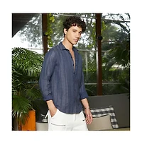 Campus Sutra Men's Contrast-Weave Relaxed Shirt