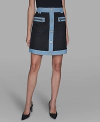 Karl Lagerfeld Paris Women's Tweed Denim Mini Skirt