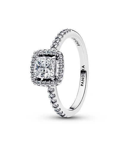 Pandora Sparkling Square Halo Ring