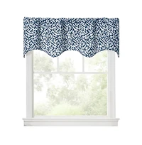 Ellis Curtain Sea Tumble 3" Rod Pocket 100% Cotton Machine Wash and Dry Scallop Valance Lined 50" x 16" Navy