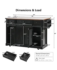 Boyel Living 58" Farmhouse Kitchen Island with Storage, Sliding Barn Door & Metal Grid Side Door, Rolling Table D