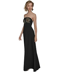 Donna Karan New York Women's Strapless Floral Hot Fix Maxi Dress