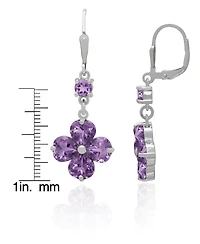 Macy's Genuine Amethyst Flower Drop Dangle Earrings (6 ct. t.w.) in Sterling Silver