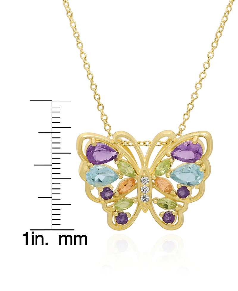 Macy's Multi-Stone (2.62 ct. t.w.) Pendant Necklace in Yellow Gold Plated Sterling Silver