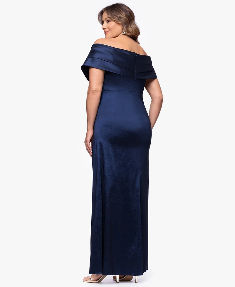 Betsy & Adam Plus Off-The-Shoulder Dress