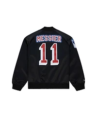 Unisex Mark Messier Black New York Rangers Maxxed Out Full-Zip Satin Jacket