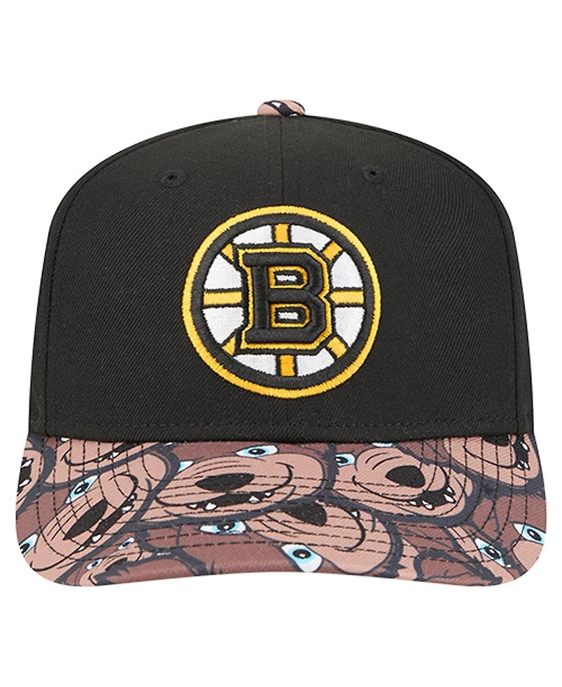 New Era Men's Black Boston Bruins Mascot Visor 9SEVENTY Adjustable Hat