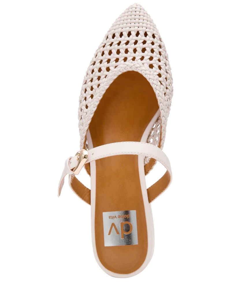 Dv Dolce Vita Women's Domainica Woven Buckle Flat Almond-Toe Mules