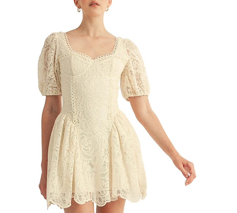 Arose Studio, Inc Women's Amaline Balloon Sleeve Sweetheart Neck Mini Dress