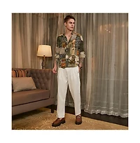 Campus Sutra Men's Olive Green & Coffee Brown Earthy-Abstract Shirt