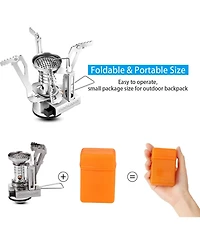 Aofar 6pcs Camping Cookware Mess Kit with Lightweight Pot, Stove, Spork and Carry Mesh Bag, Great for Backpacking Outdoor Camping Hiking and Picnic