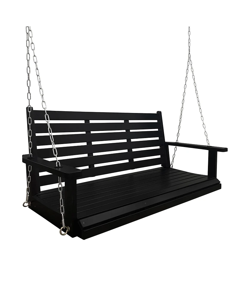 Mega Casa 5 Ft Extra Large 3-Seater Wooden Porch Swing, for Outdoor Patio Garden Yard (Deep Brown)