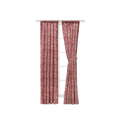 Ellis Curtain Segovia Printed Paisley Pattern on Ground 1.5" Rod Pocket High Quality Tailored Tiers 50"x36" Red