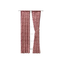 Ellis Curtain Segovia Printed Paisley Pattern on Ground 1.5" Rod Pocket High Quality Tailored Tiers 50"x36" Red