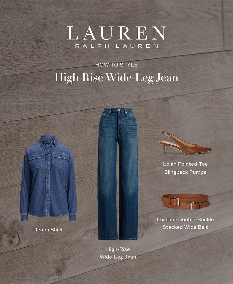 Lauren Ralph Lauren Women's High-Rise Wide-Leg Rigid Denim Jeans