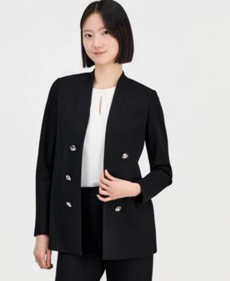 Anne Klein Womens Open Front Stand Collar Blazer High Rise Pull On Pants