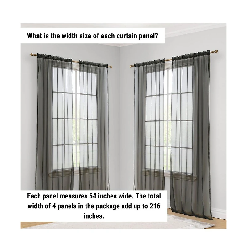 Hlc.me Essentials Sheer Voile Window Treatment Rod Pocket Curtain Panels
