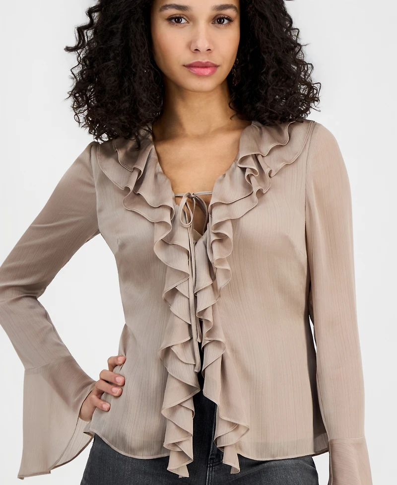 Guess Women's Sana Ruffled Long-Sleeve Blouse