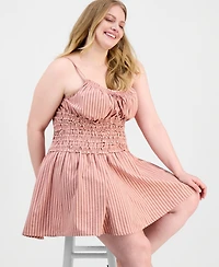 And Now This Trendy Plus Striped Smocked Mini Dress, Macy's Exclusive