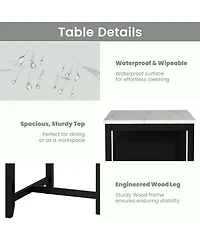 Clihome Transitional 3-Piece Dining Set with Gloss Tabletop, Storage Shelves, Usb Ports & 2 Upholstered Stools – Black/Ivory