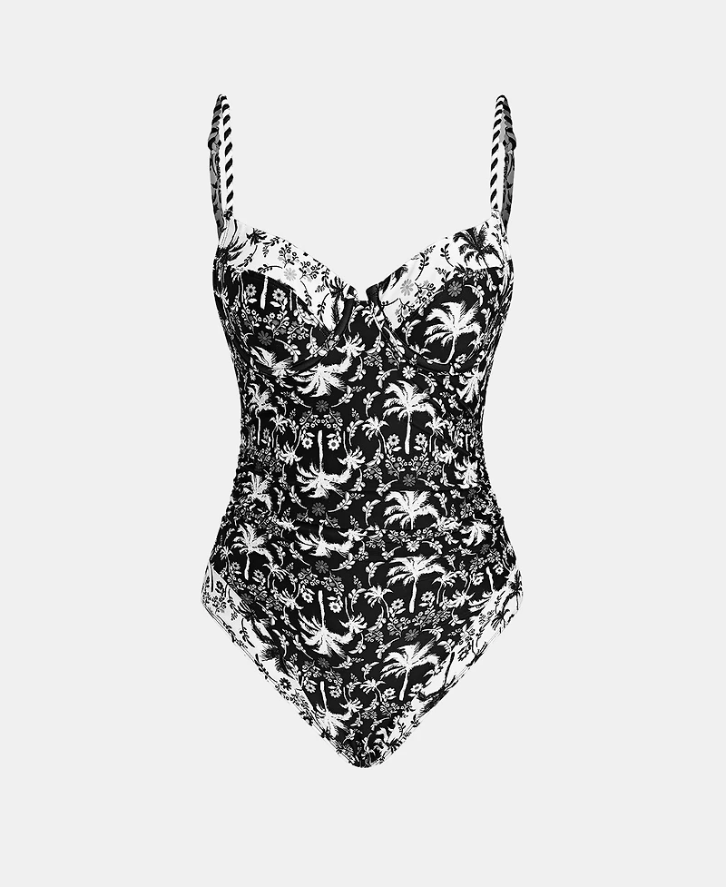 Cupshe Women's Tropical Ruching Underwire One-Piece Swimsuit