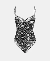 Cupshe Women's Tropical Ruching Underwire One-Piece Swimsuit