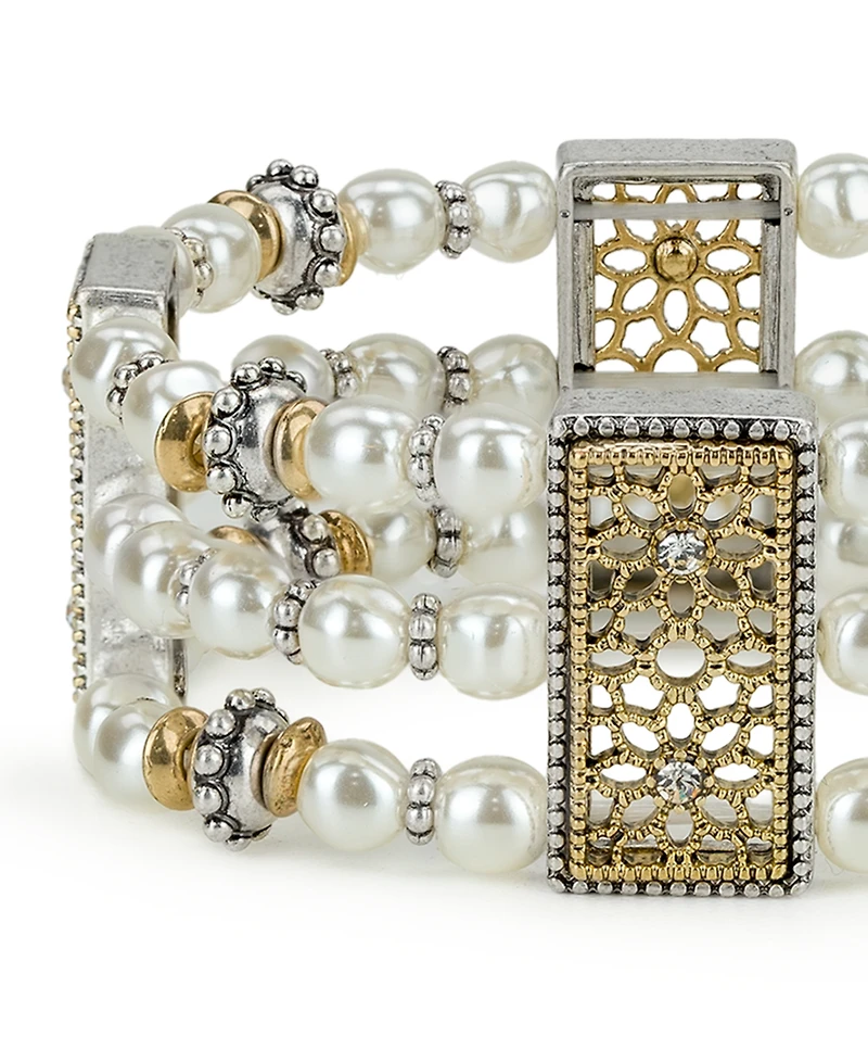 Patricia Nash Cultivated Pearl 3 Strand Stretch Bracelet