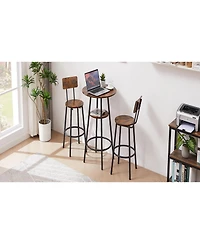 Casainc Round Stool Set with Shelf and Backrest