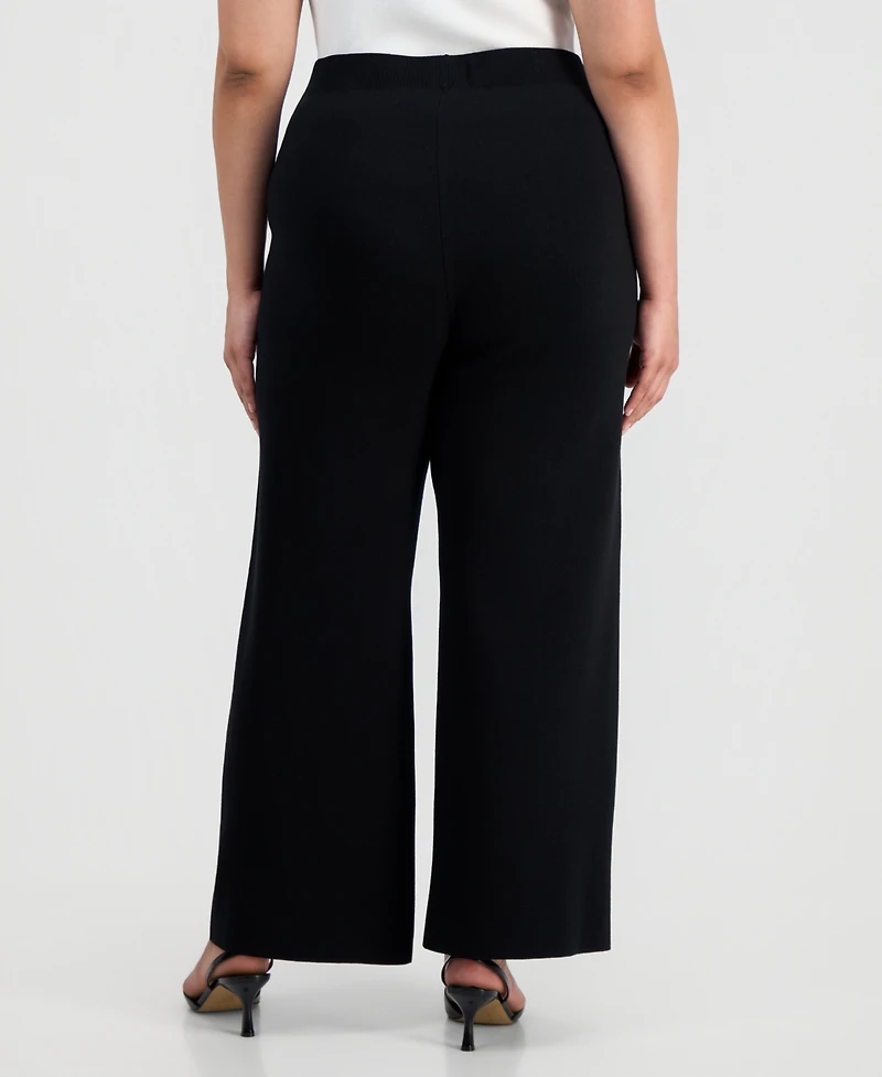 Tahari Asl Plus Mid-Rise Sweater-Knit Pants