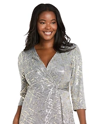 R & M Richards Petite Surplice Hankie Midi Dress