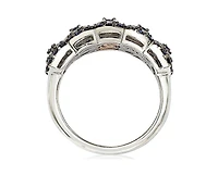 Suzy Levian Sterling Silver Sapphire 5 Stone Halo Anniversary Band Ring