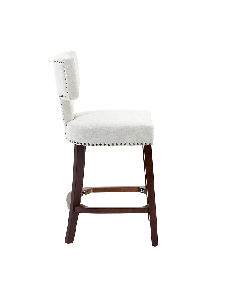 sumyeg Set of 2 Mid-Century Counter Stools with Curved Back and Upholstered Seat