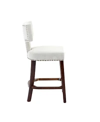 sumyeg Set of 2 Mid-Century Counter Stools with Curved Back and Upholstered Seat