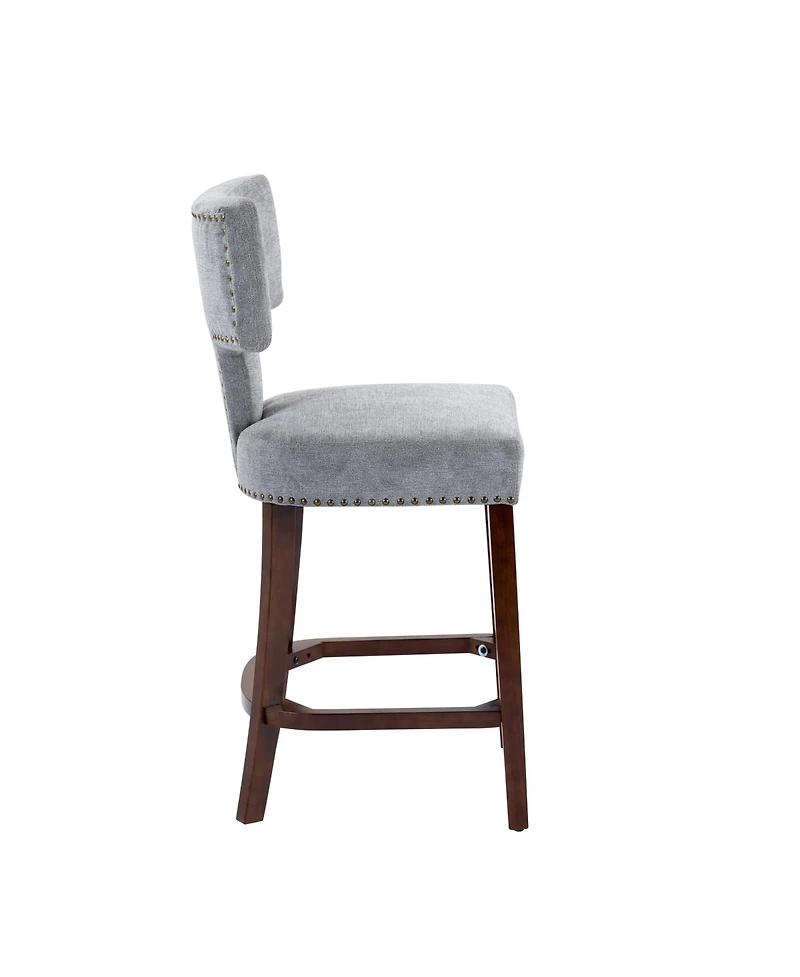 sumyeg Set of 2 Mid-Century Counter Stools with Curved Back and Upholstered Seat