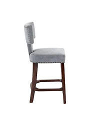 sumyeg Set of 2 Mid-Century Counter Stools with Curved Back and Upholstered Seat
