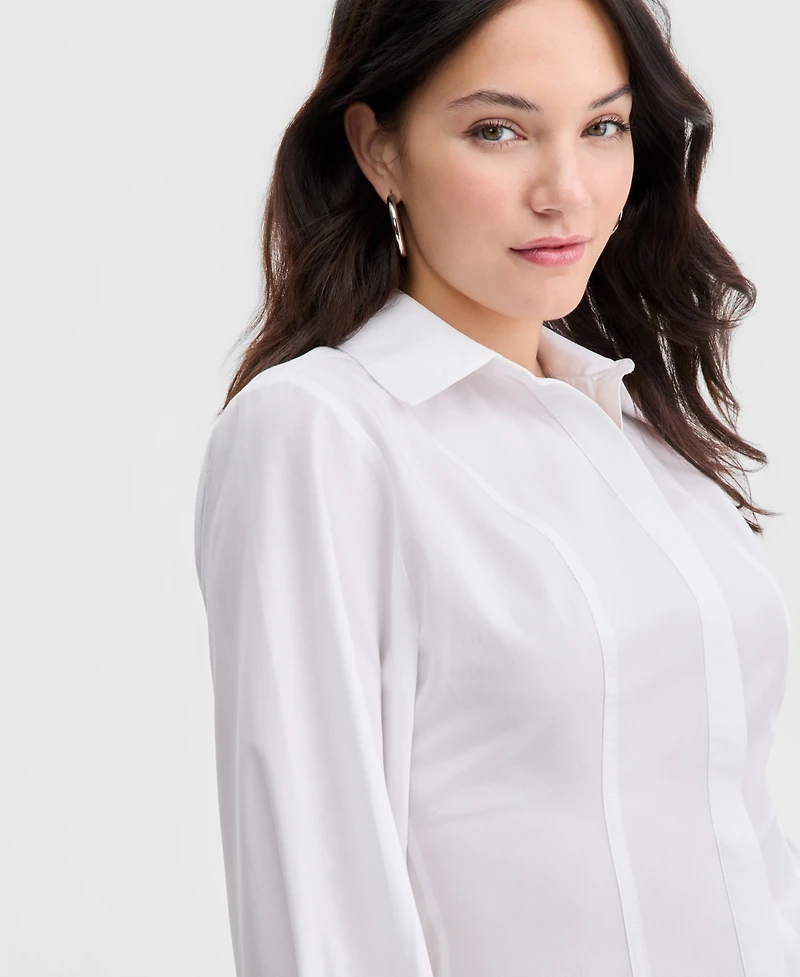 Bar Iii Women's Sculpted Button-Up Shirt, Macy's Exclusive