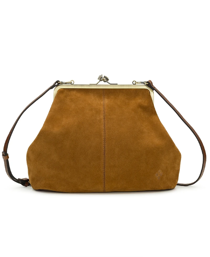 Patricia Nash Vivienne Suede Kisslock Frame Leather Crossbody Bag