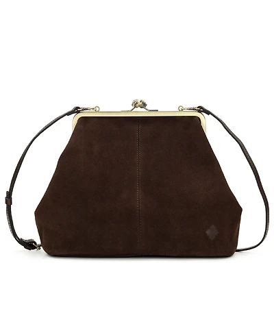 Patricia Nash Vivienne Suede Kisslock Frame Leather Crossbody Bag
