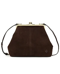 Patricia Nash Vivienne Suede Kisslock Frame Leather Crossbody Bag