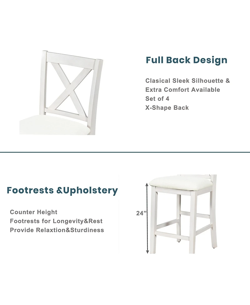 Casainc 5-Piece Counter Height Dining Set with 4 Chairs