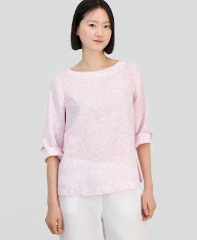 Charter Club Womens Linen Cuffed 3 4 Sleeve Top Macys Exclusive