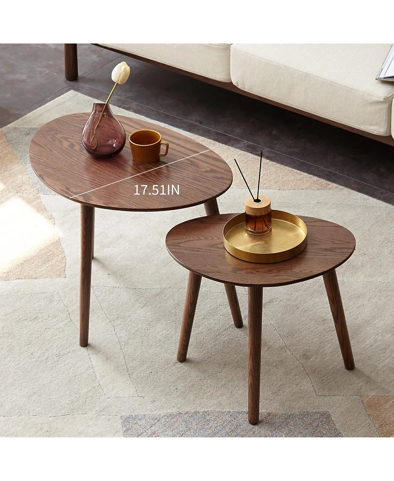 Casainc Pebble Shaped Solid Oak Wood Center Table with Natural Wood Top(only one table)